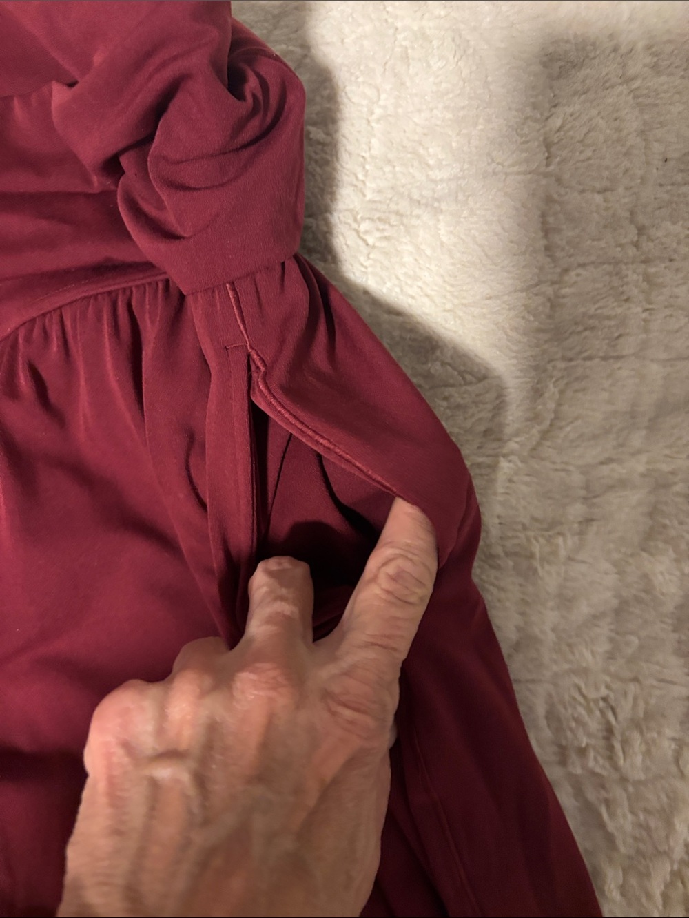 aerie Foldover Wide-Leg Pants in deep red/royal berry - Picture 3 of 5